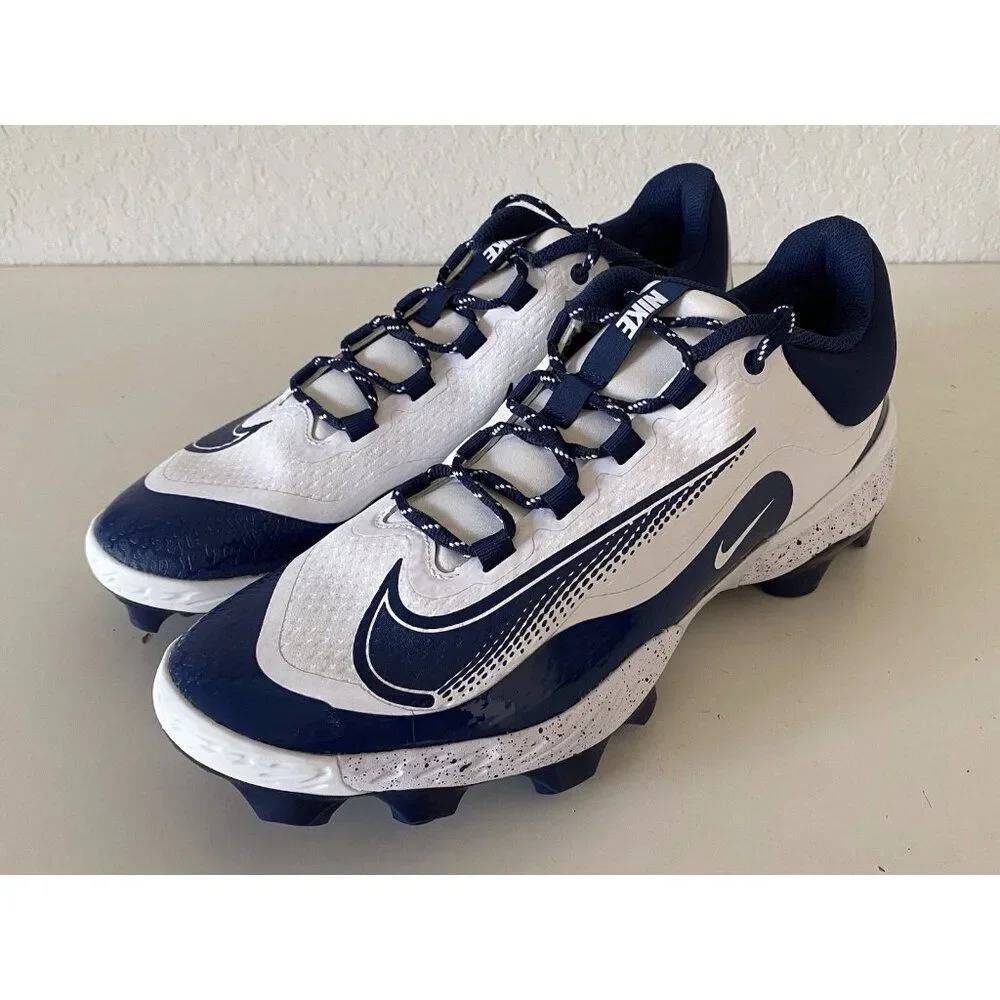 Nike Alpha Huarache Elite 4 Low MCS White Navy Molded Cleats FD6255-107 Men's 14
